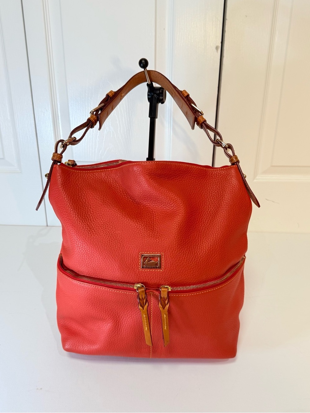 Dooney & Bourke Dillen Collection Orange Pebbled Leather Hobo Bag